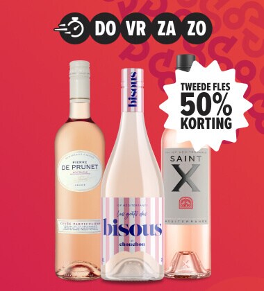 Rose weekenddeal. Alleen dit weekend tweede fles 50% korting